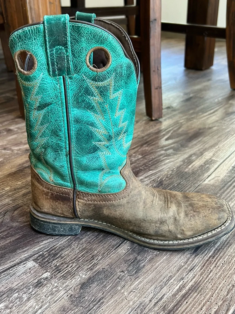 Men's Smokey Mountain Boys Jesse Leather Western Boots with Turquoise Shaft